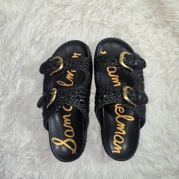 Sam Edelman Reid Woven Double Buckle Platform Sandals - Picture 4 of 9